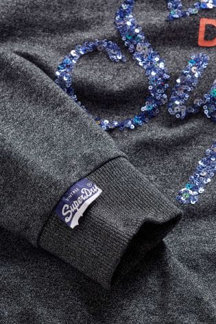 Superdry Grey Sequin Crew